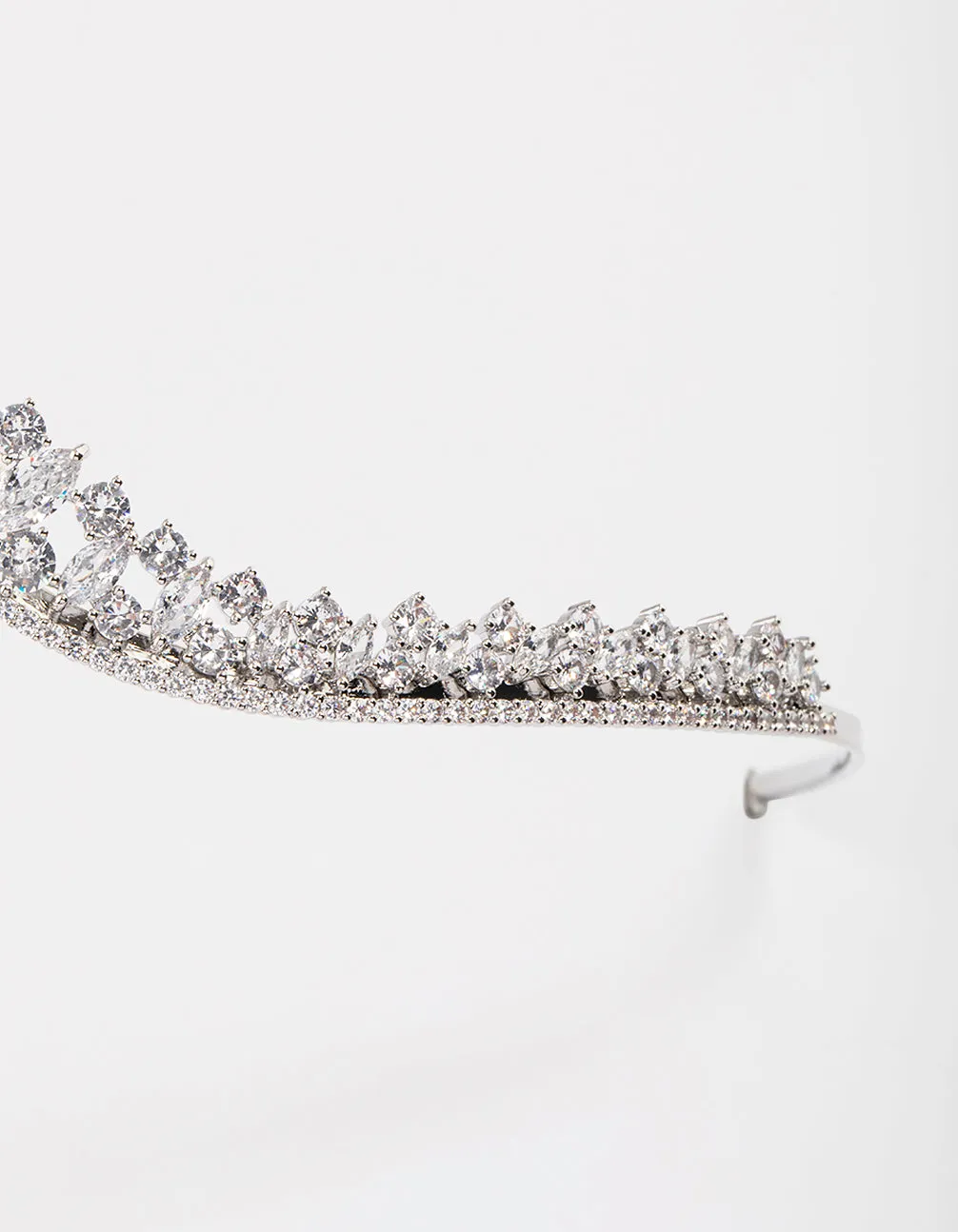 Silver Cubic Zirconia Mixed Stone Pointed Crown