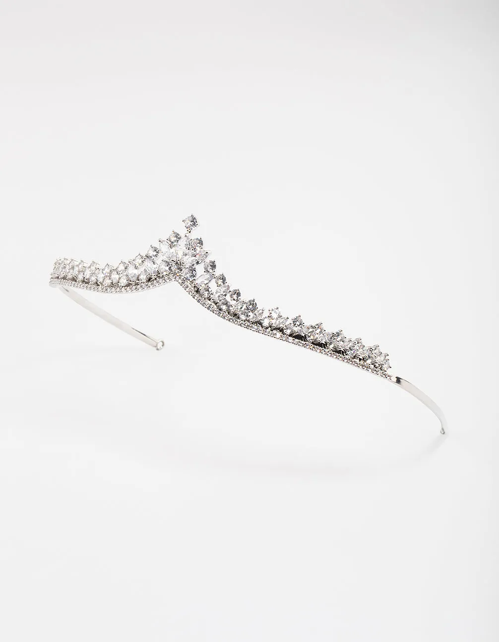 Silver Cubic Zirconia Mixed Stone Pointed Crown