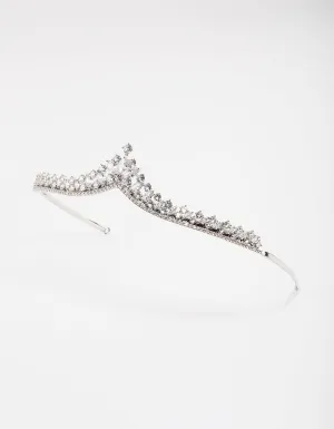 Silver Cubic Zirconia Mixed Stone Pointed Crown