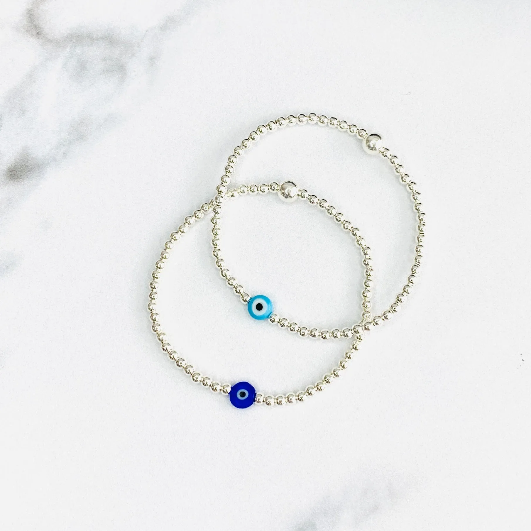 Silver Evil Eye Bead Bracelet