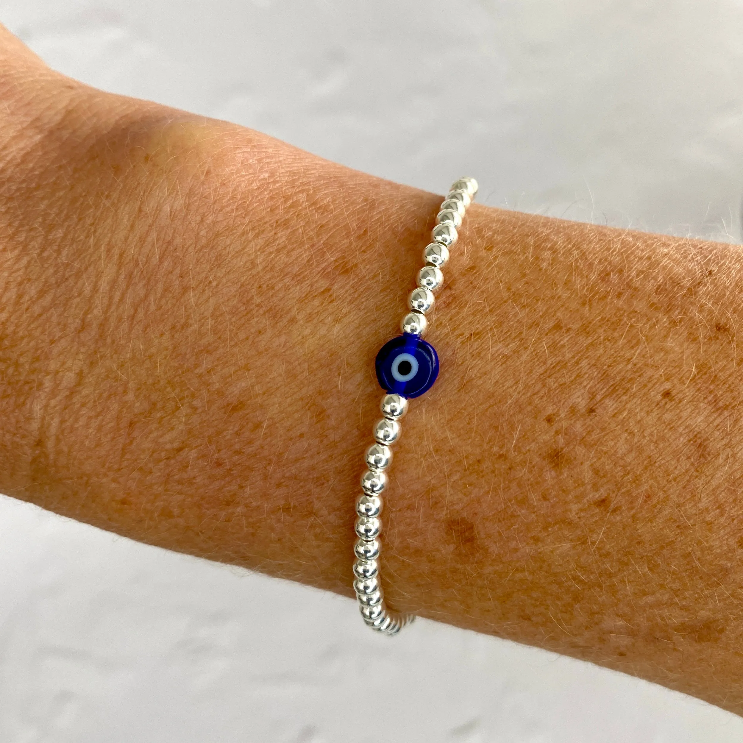 Silver Evil Eye Bead Bracelet