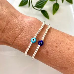 Silver Evil Eye Bead Bracelet