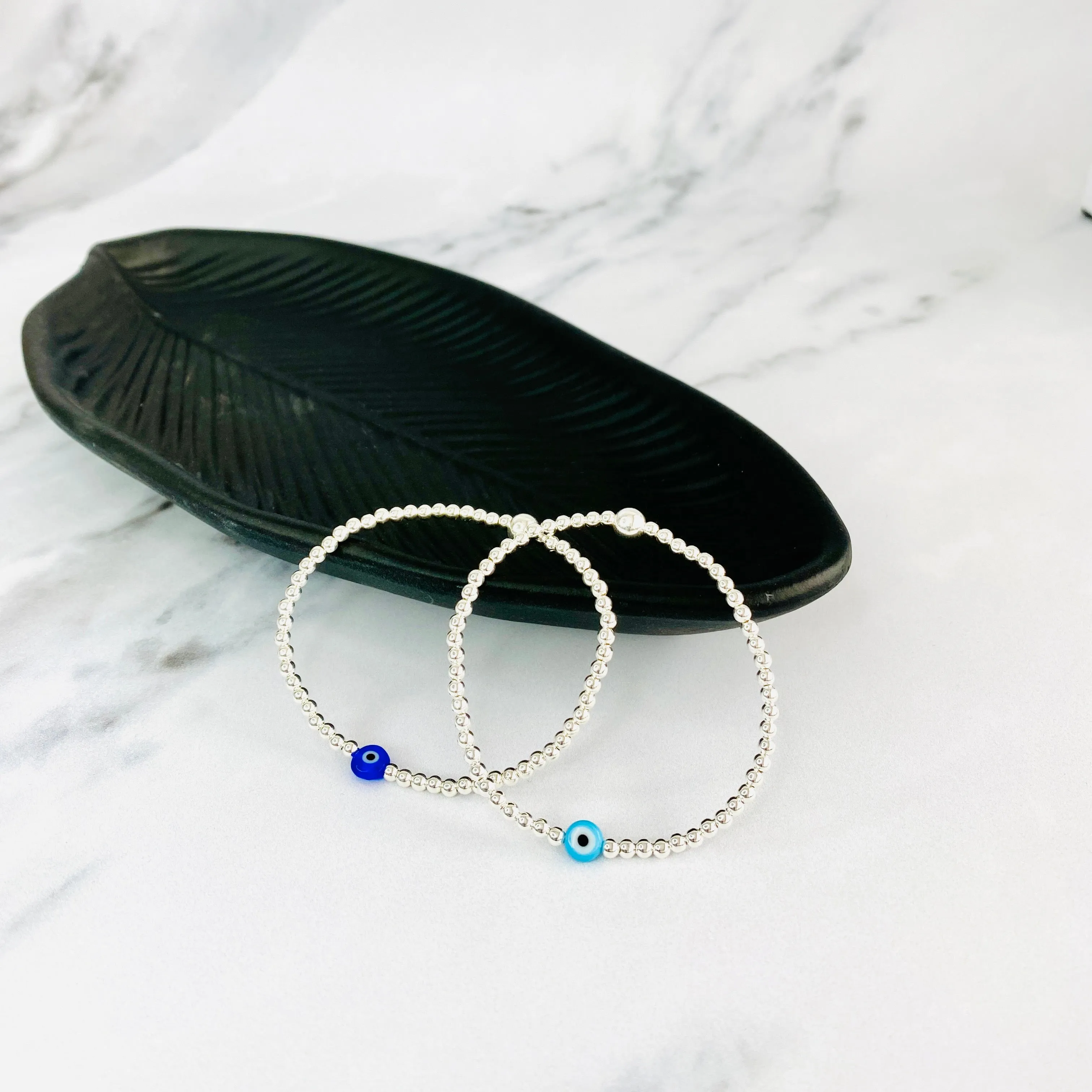 Silver Evil Eye Bead Bracelet