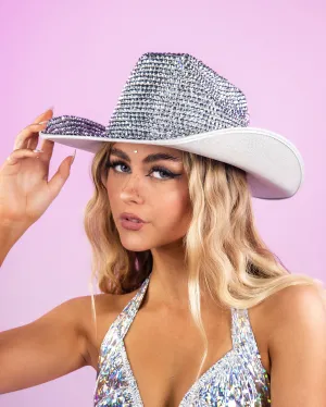 Silver Rhinestone Cowgirl Hat