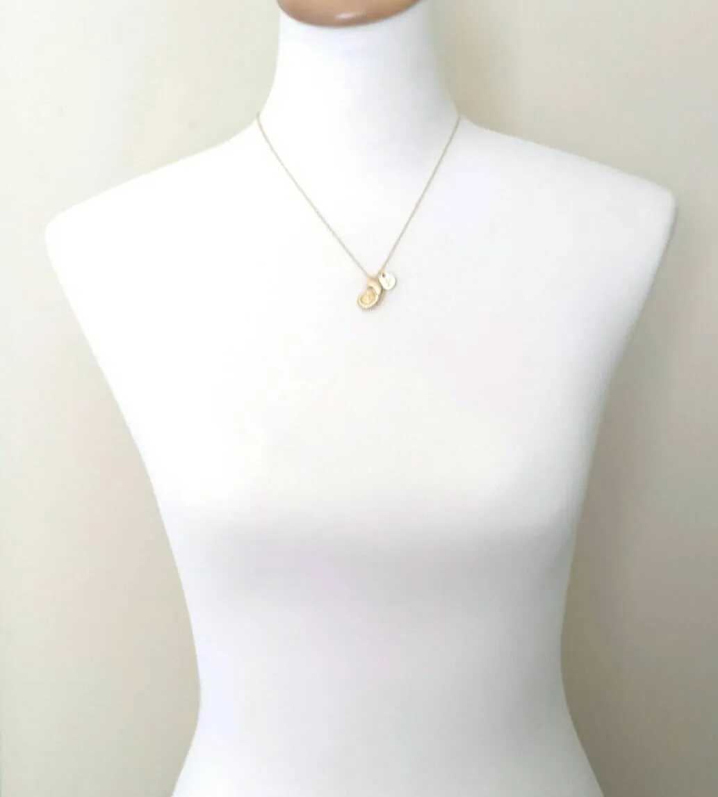 Silver Shell Necklace - seashell pendant, seashell necklace, silver seashell, beach necklace, shell pendant, letter charm, personalized