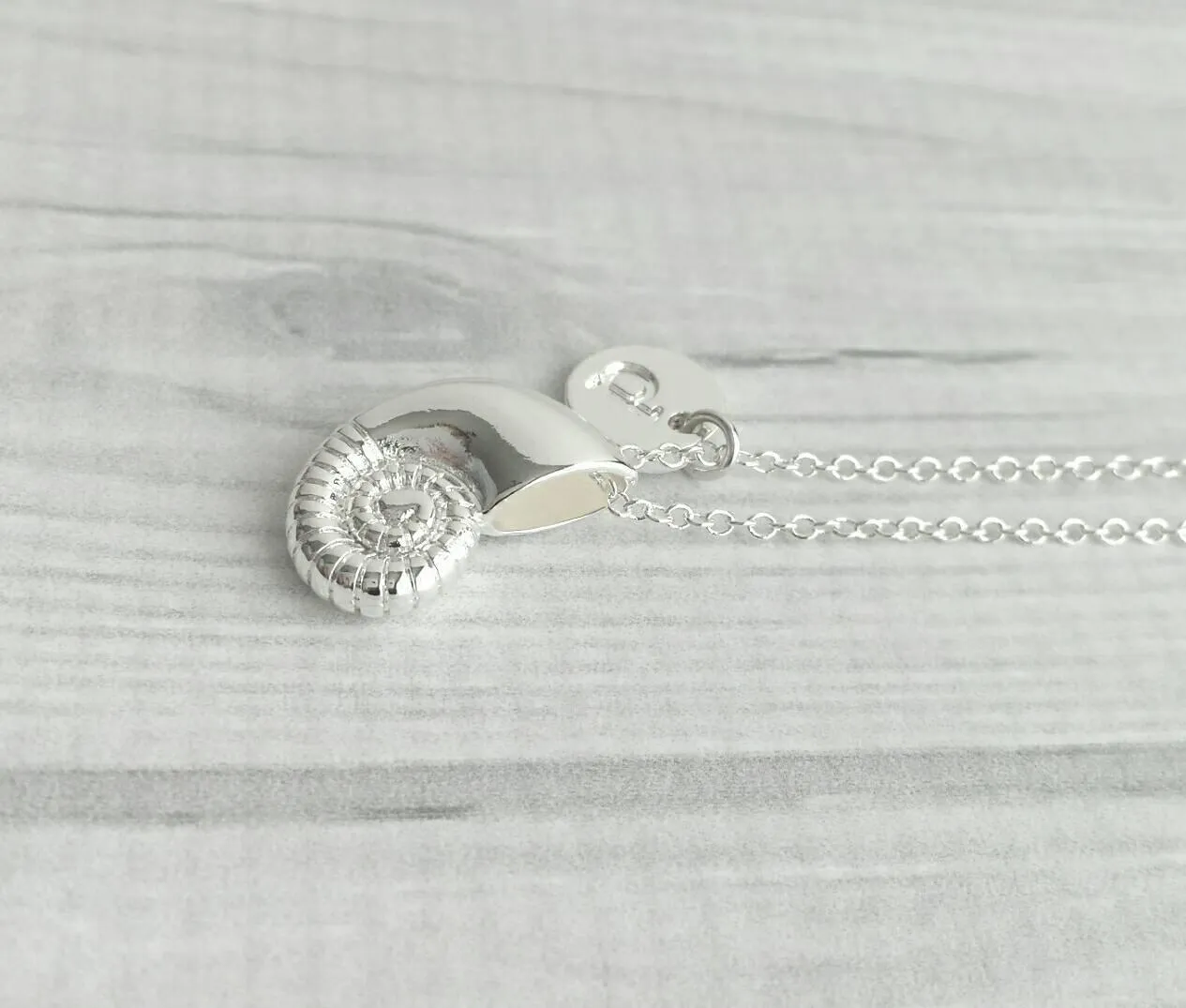 Silver Shell Necklace - seashell pendant, seashell necklace, silver seashell, beach necklace, shell pendant, letter charm, personalized
