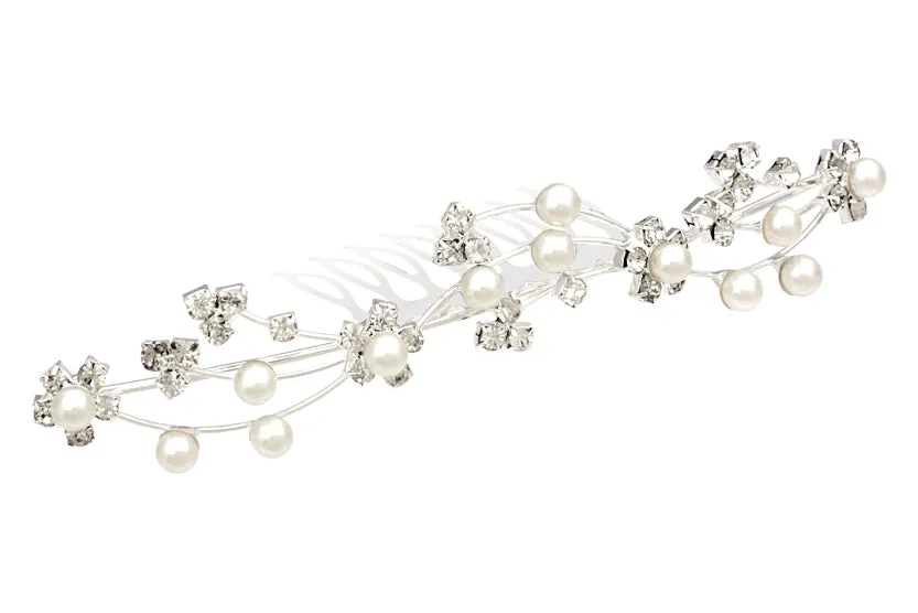 Silver Wave and Pearl Bridal Hair Comb