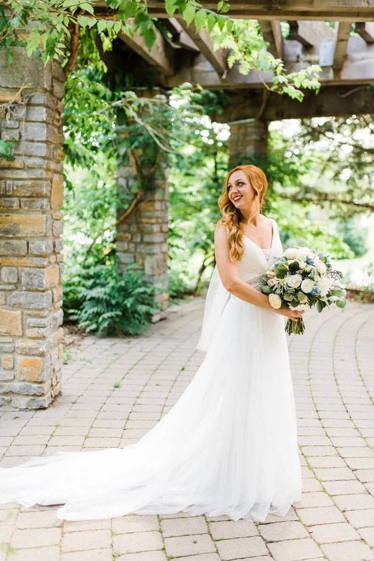 Simple Elbow Length Wedding Veil, Soft Single Tier Bridal Veil with Cut Edge
