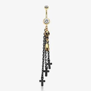 Skull Bullet Cross Belly Ring