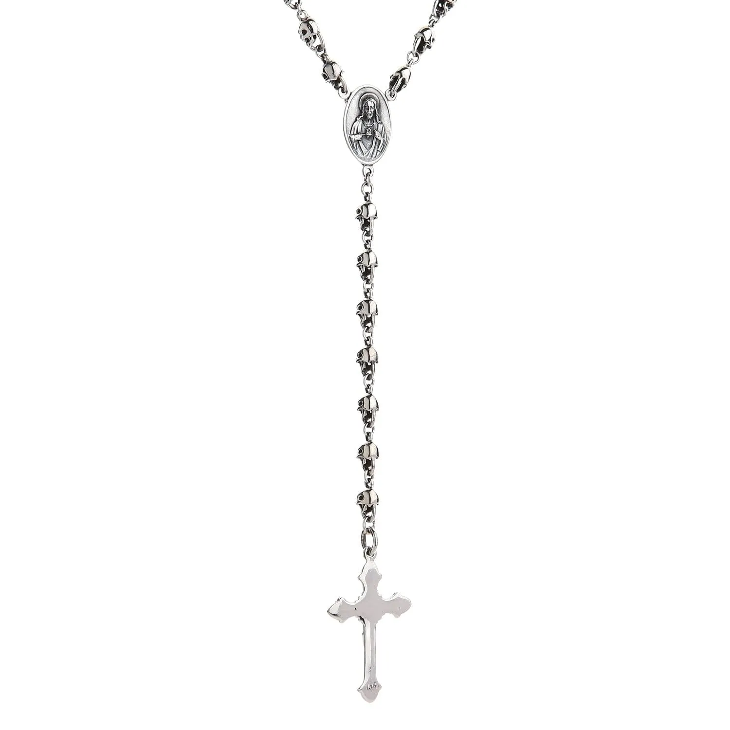 Skull Jesus Sterling Silver Chain Gothic Necklace