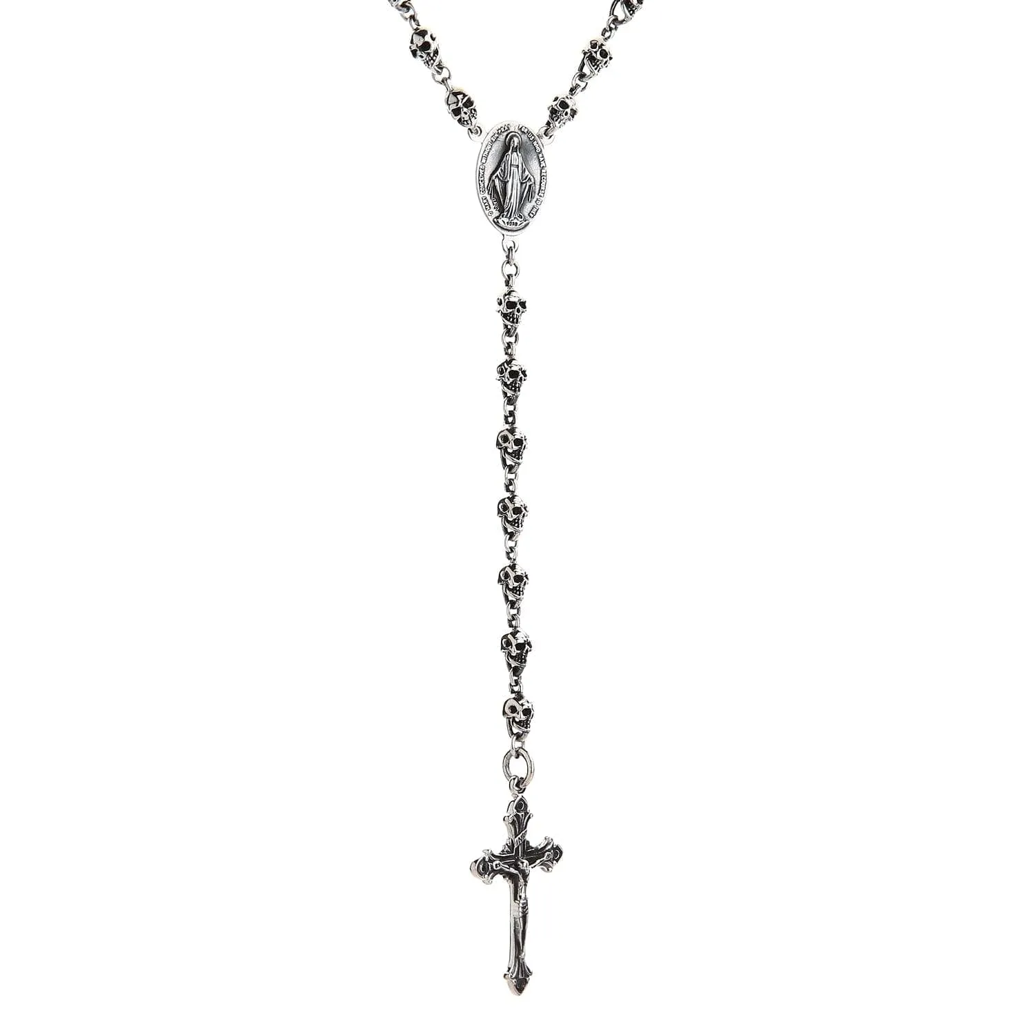Skull Jesus Sterling Silver Chain Gothic Necklace