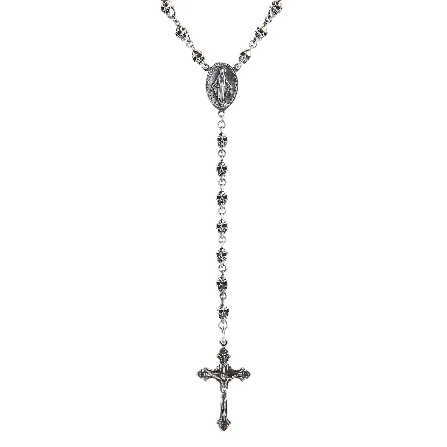 Skull Jesus Sterling Silver Chain Gothic Necklace