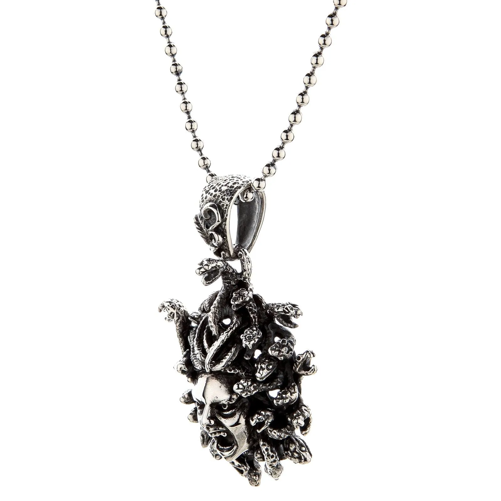 Snake Head Gorgon Medusa Sterling Silver Gothic Pendant