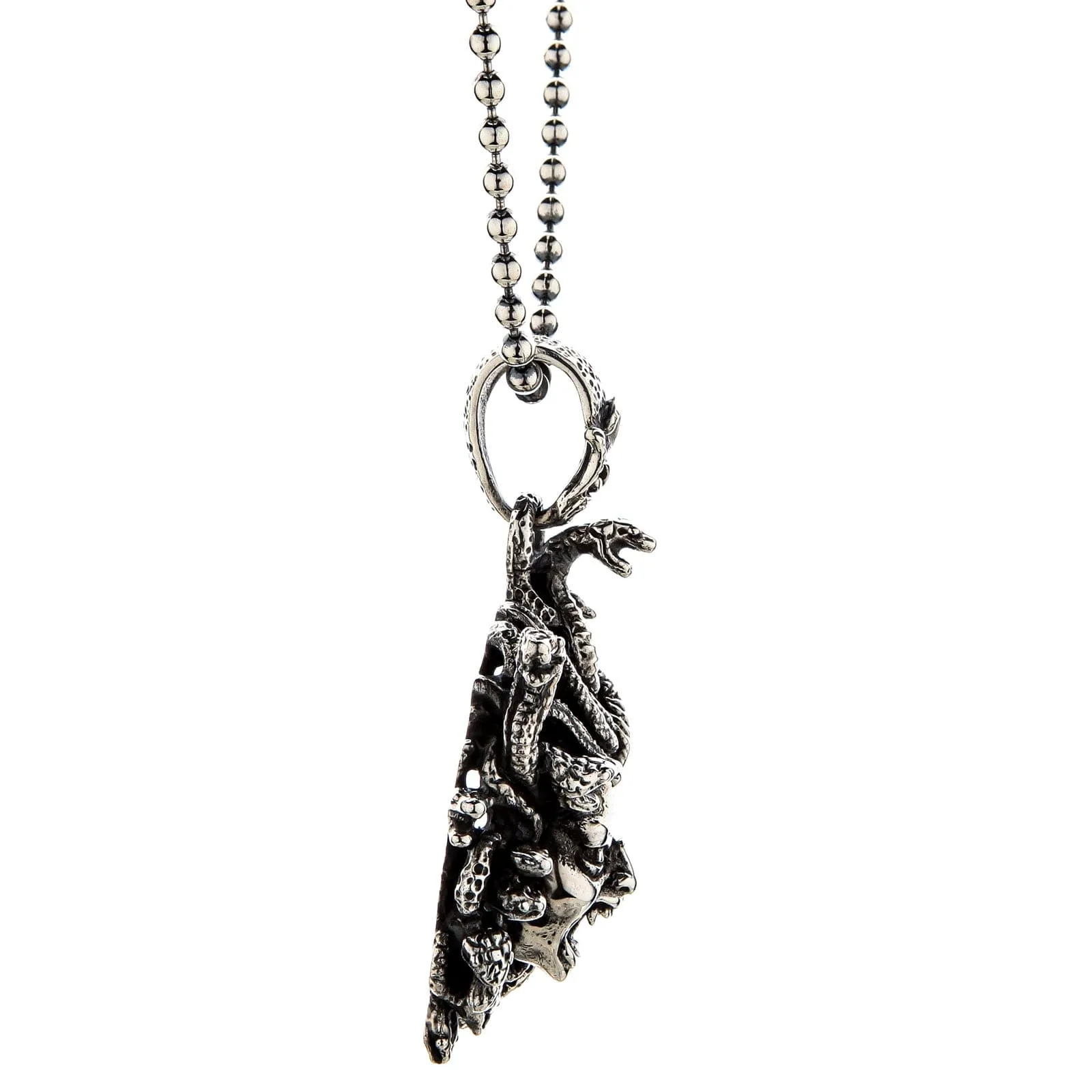 Snake Head Gorgon Medusa Sterling Silver Gothic Pendant
