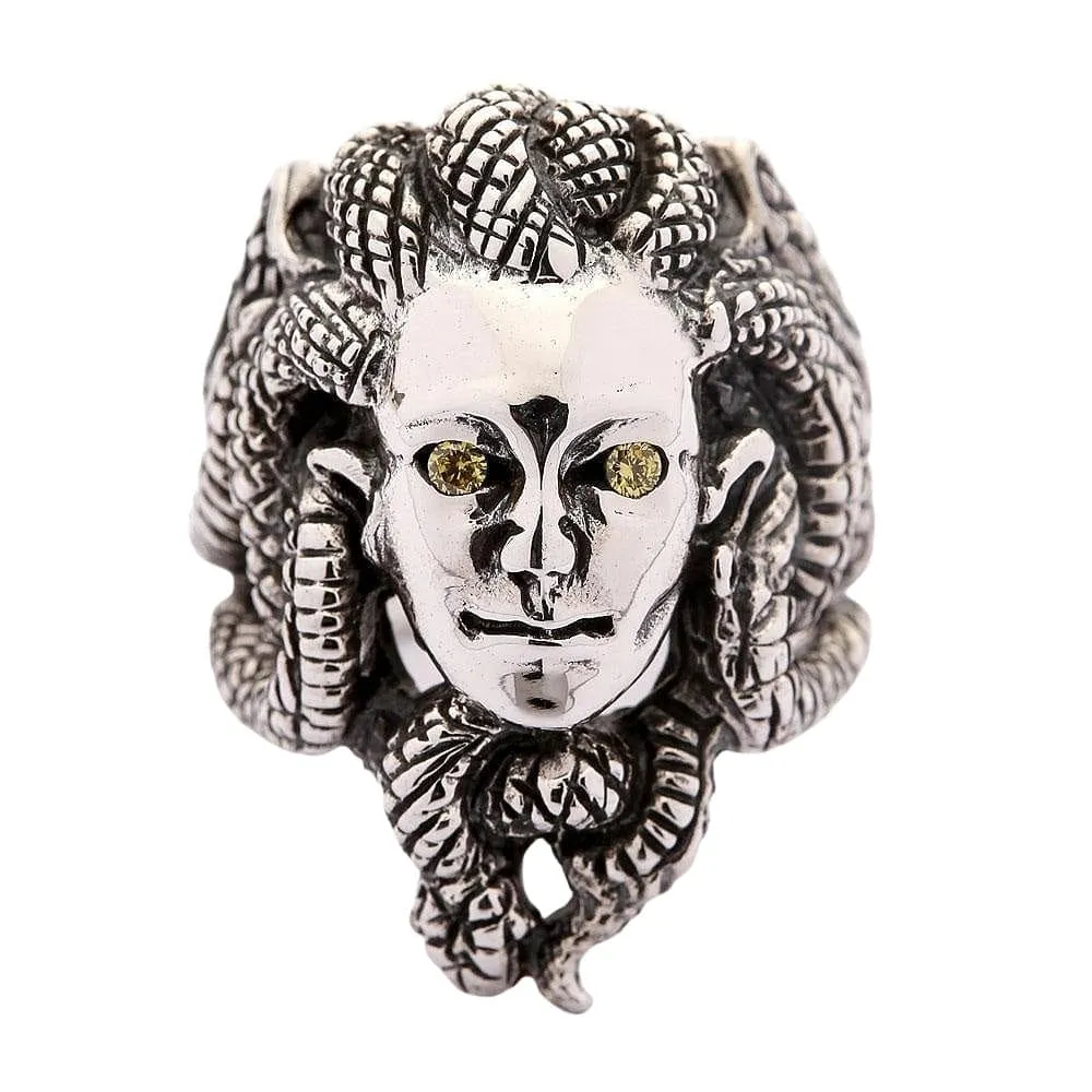Snake Head Gorgon Medusa Sterling Silver Gothic Ring