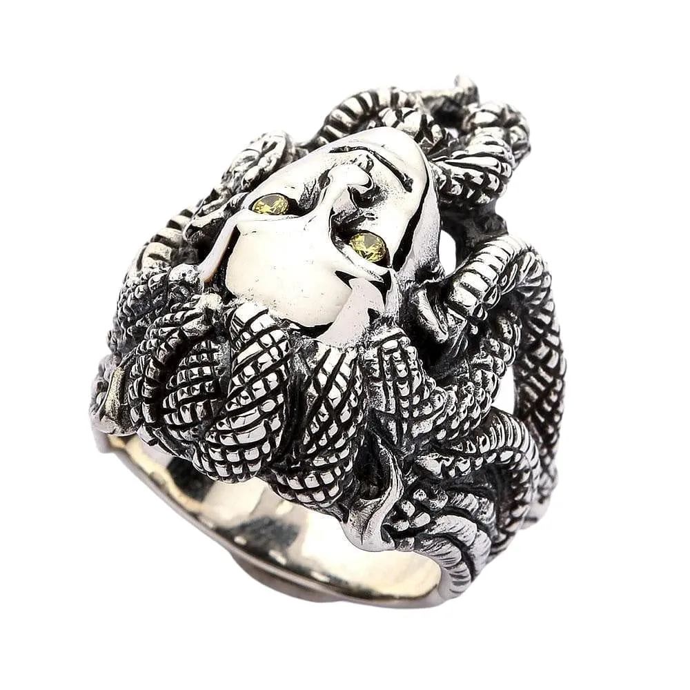 Snake Head Gorgon Medusa Sterling Silver Gothic Ring