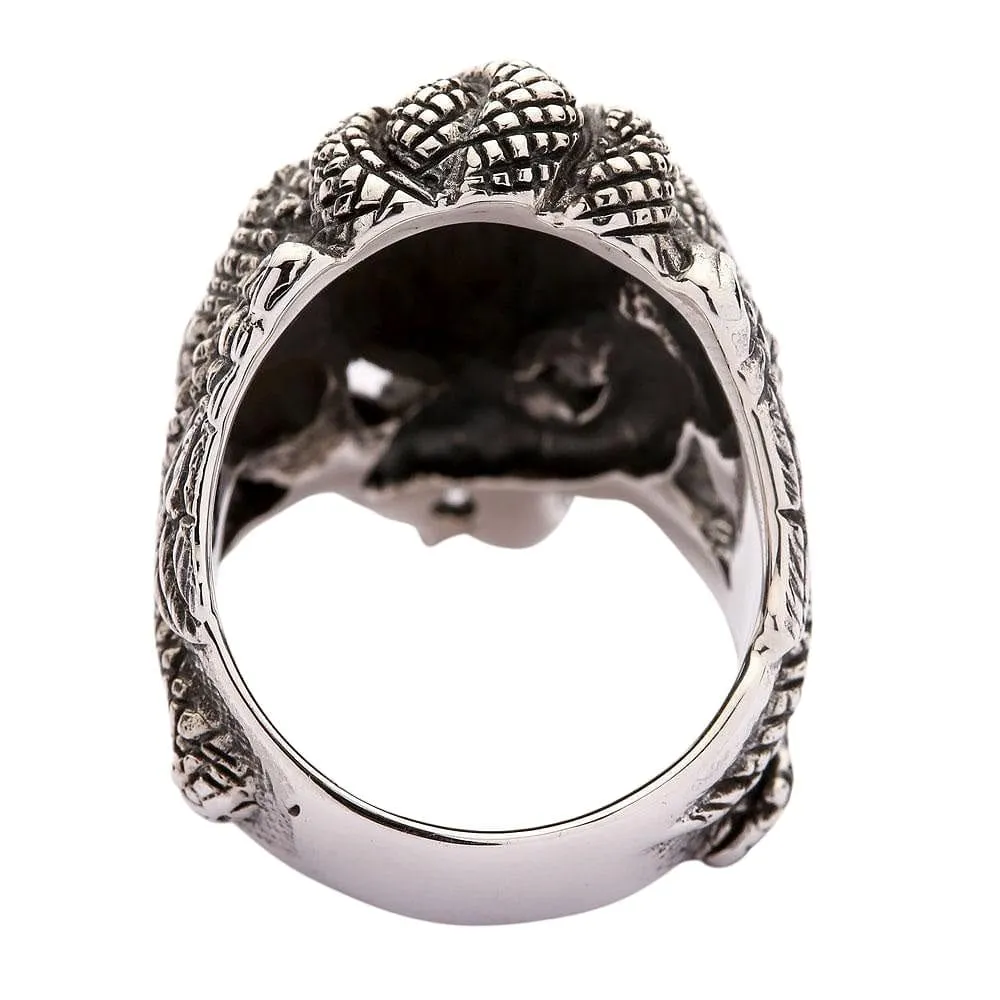 Snake Head Gorgon Medusa Sterling Silver Gothic Ring
