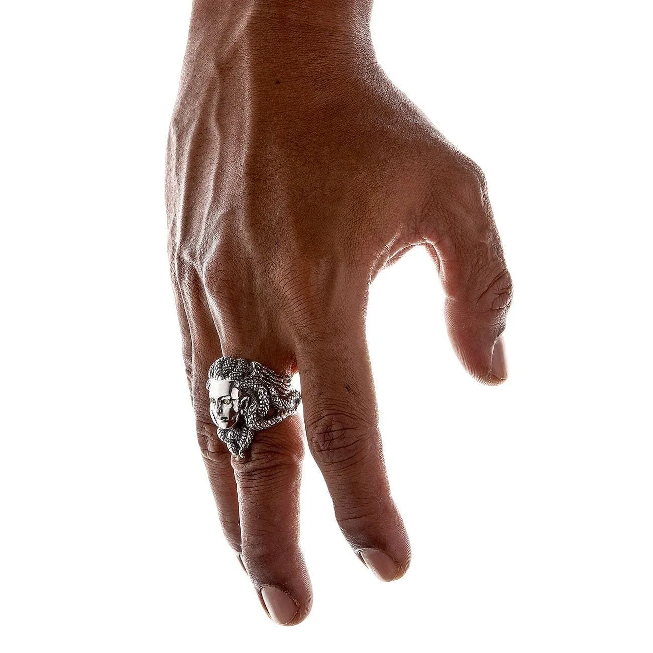 Snake Head Gorgon Medusa Sterling Silver Gothic Ring