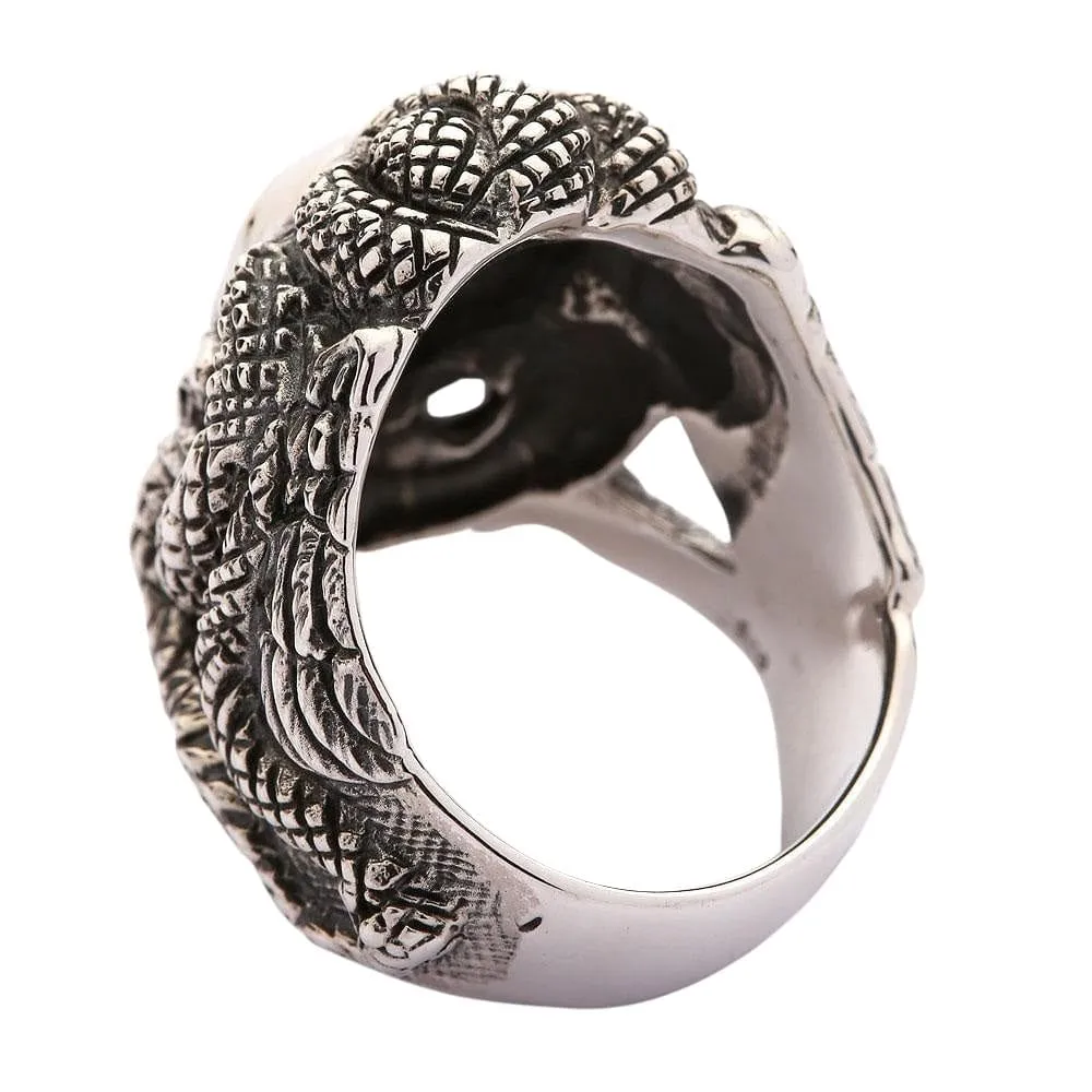 Snake Head Gorgon Medusa Sterling Silver Gothic Ring