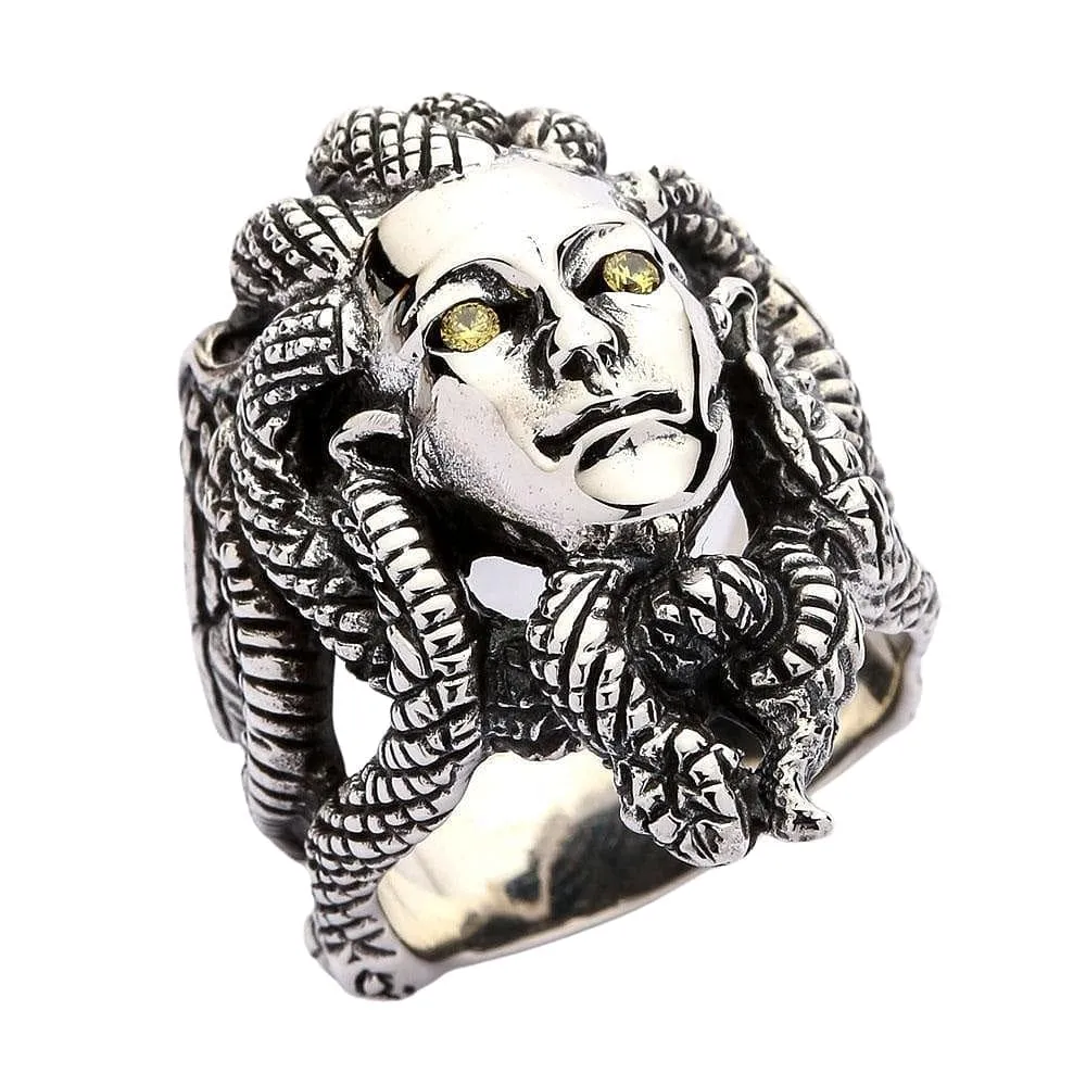 Snake Head Gorgon Medusa Sterling Silver Gothic Ring