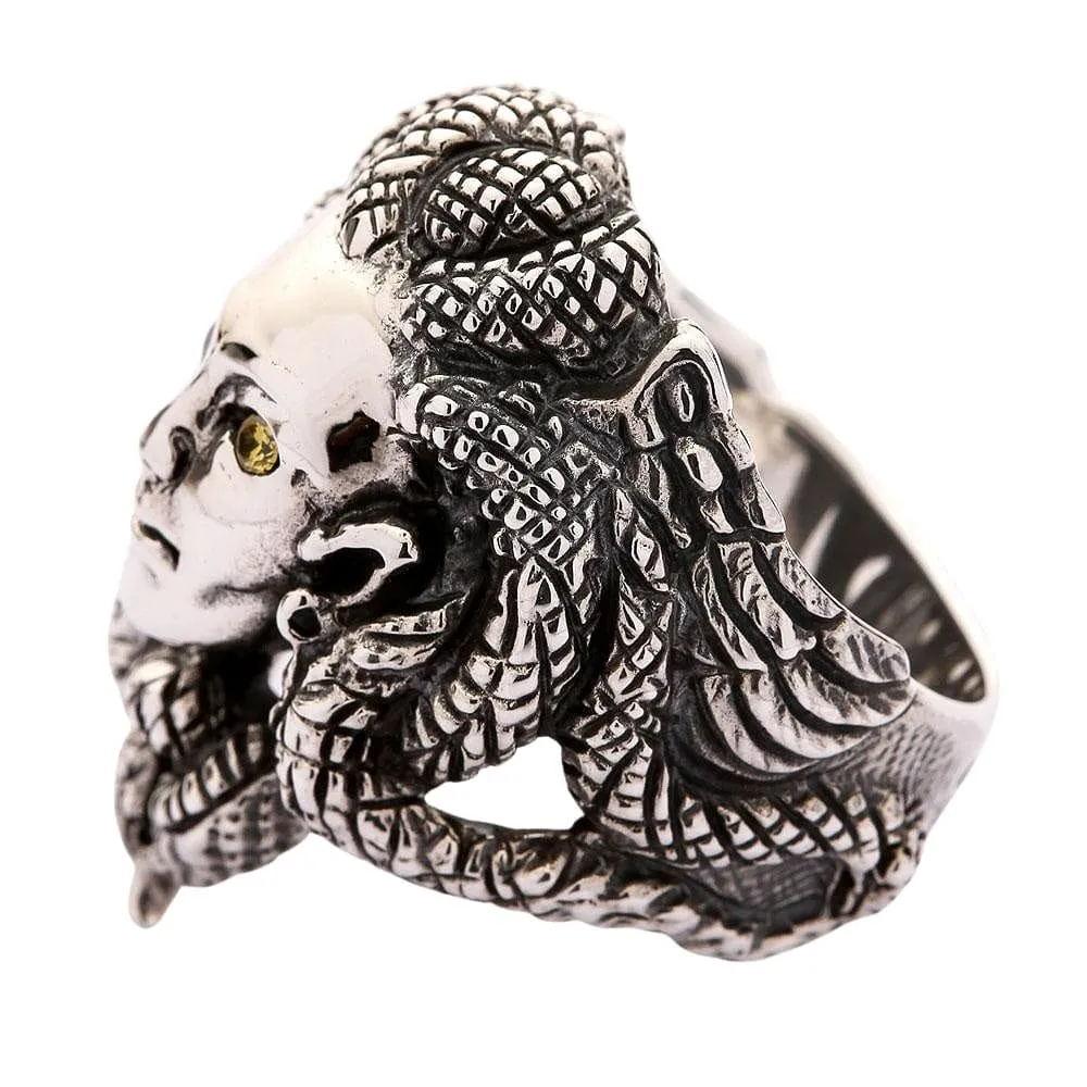 Snake Head Gorgon Medusa Sterling Silver Gothic Ring