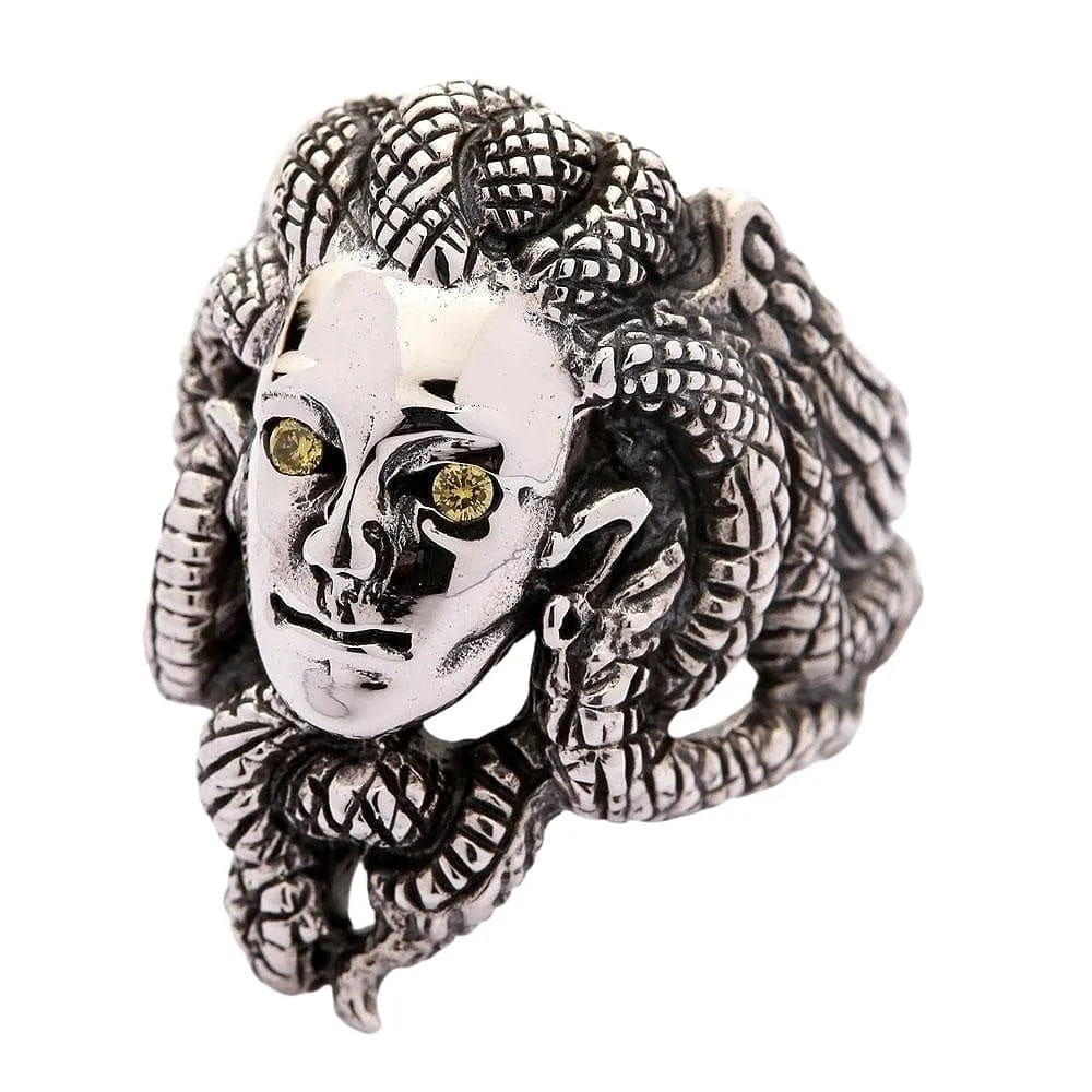 Snake Head Gorgon Medusa Sterling Silver Gothic Ring