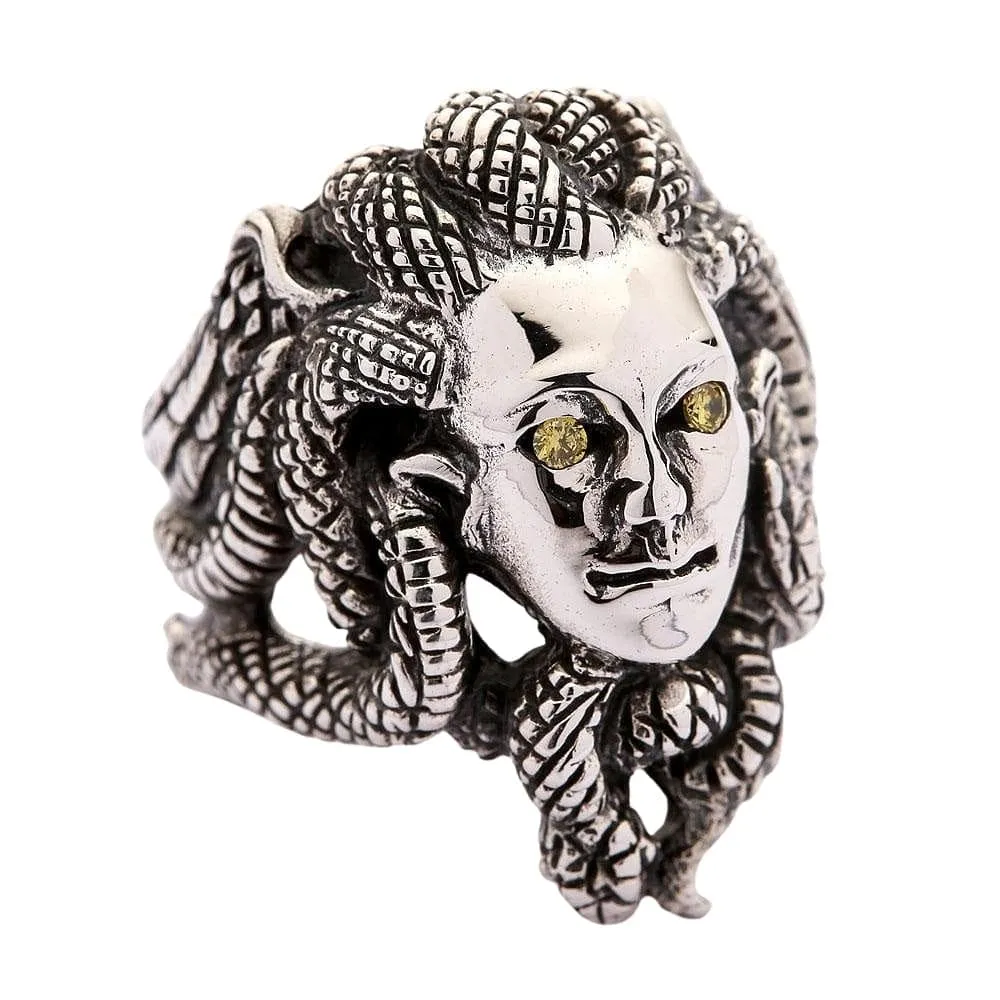 Snake Head Gorgon Medusa Sterling Silver Gothic Ring