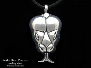 Snake Head Pendant Necklace Sterling Silver