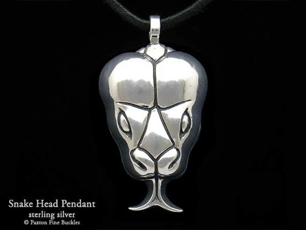 Snake Head Pendant Necklace Sterling Silver
