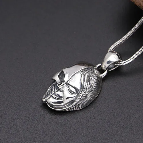 Solid 925 Sterling Silver Pendant Half Skull Face Gothic Goth