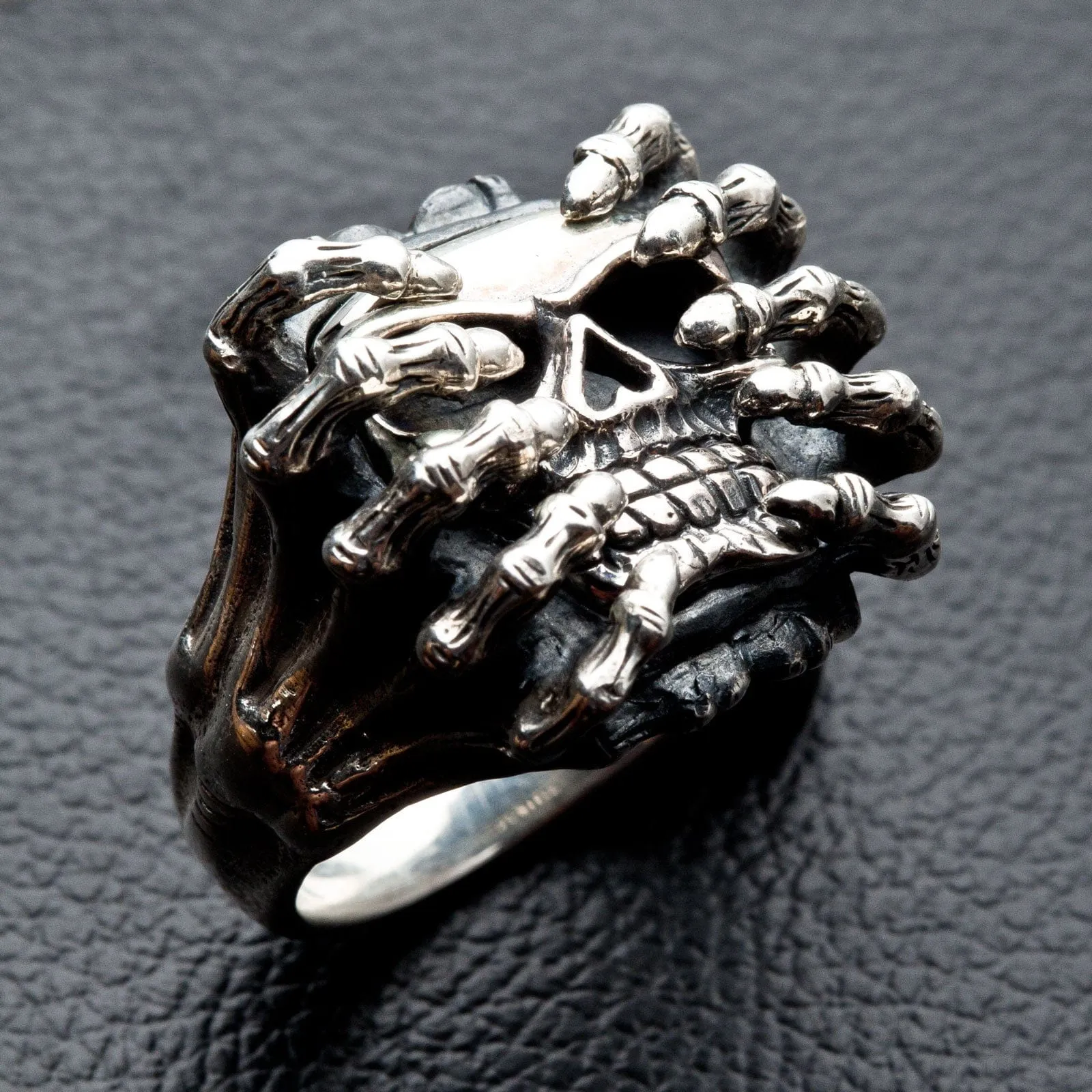 Spider Skull Sterling Silver Ring