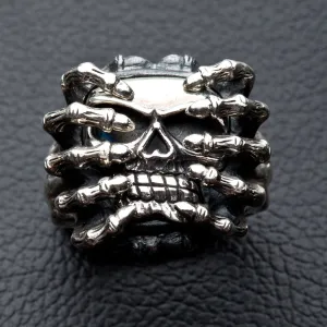 Spider Skull Sterling Silver Ring