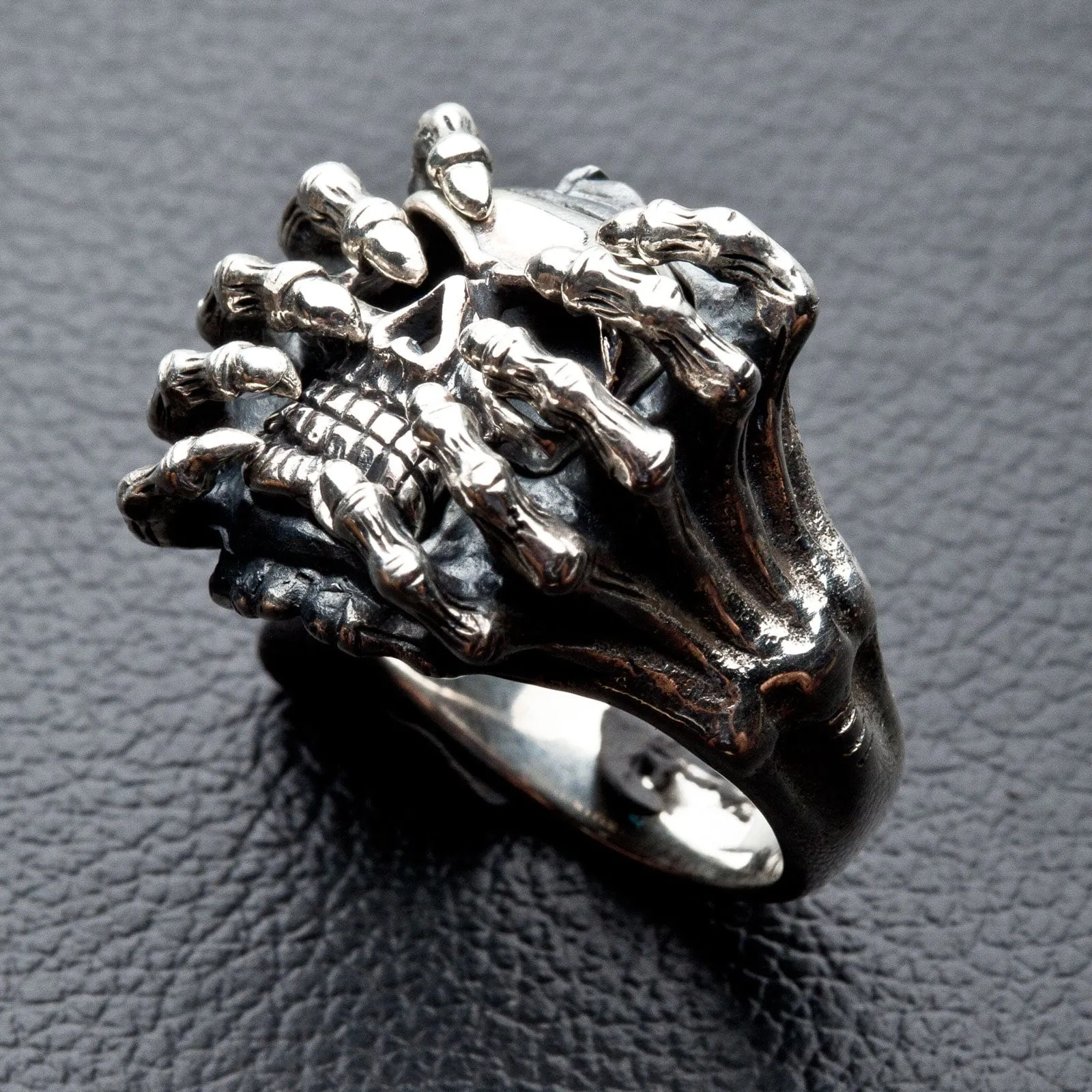 Spider Skull Sterling Silver Ring