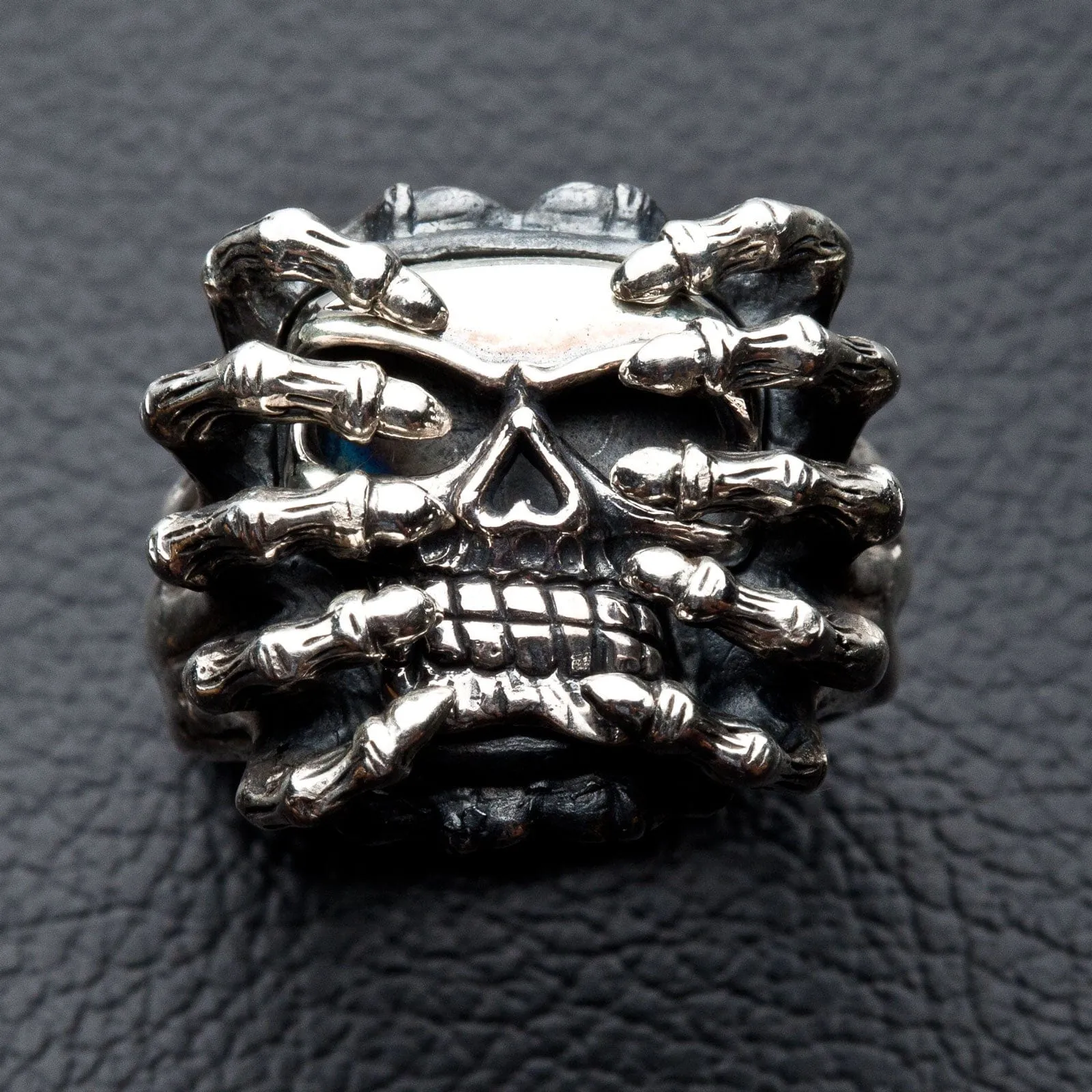 Spider Skull Sterling Silver Ring