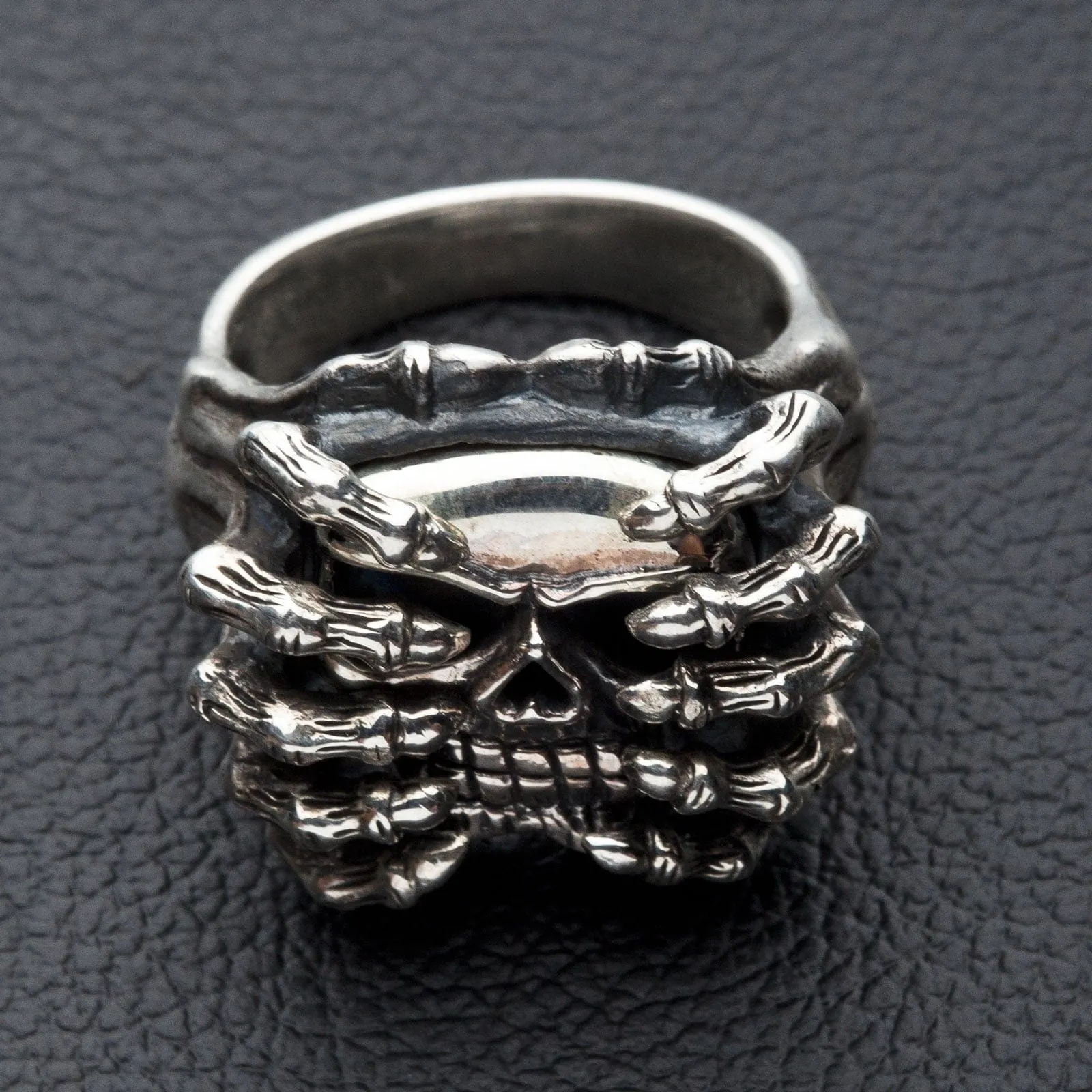 Spider Skull Sterling Silver Ring