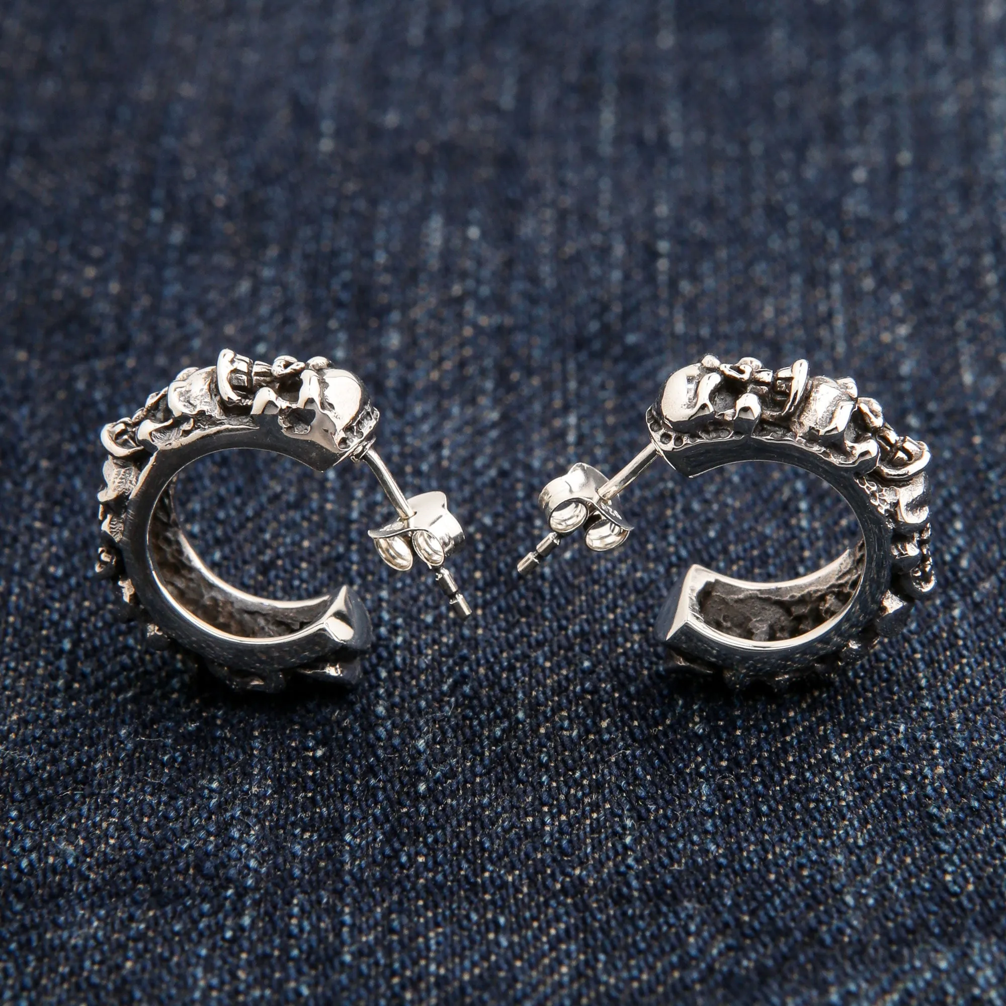 Stack Skull Sterling Silver Gothic Earrings