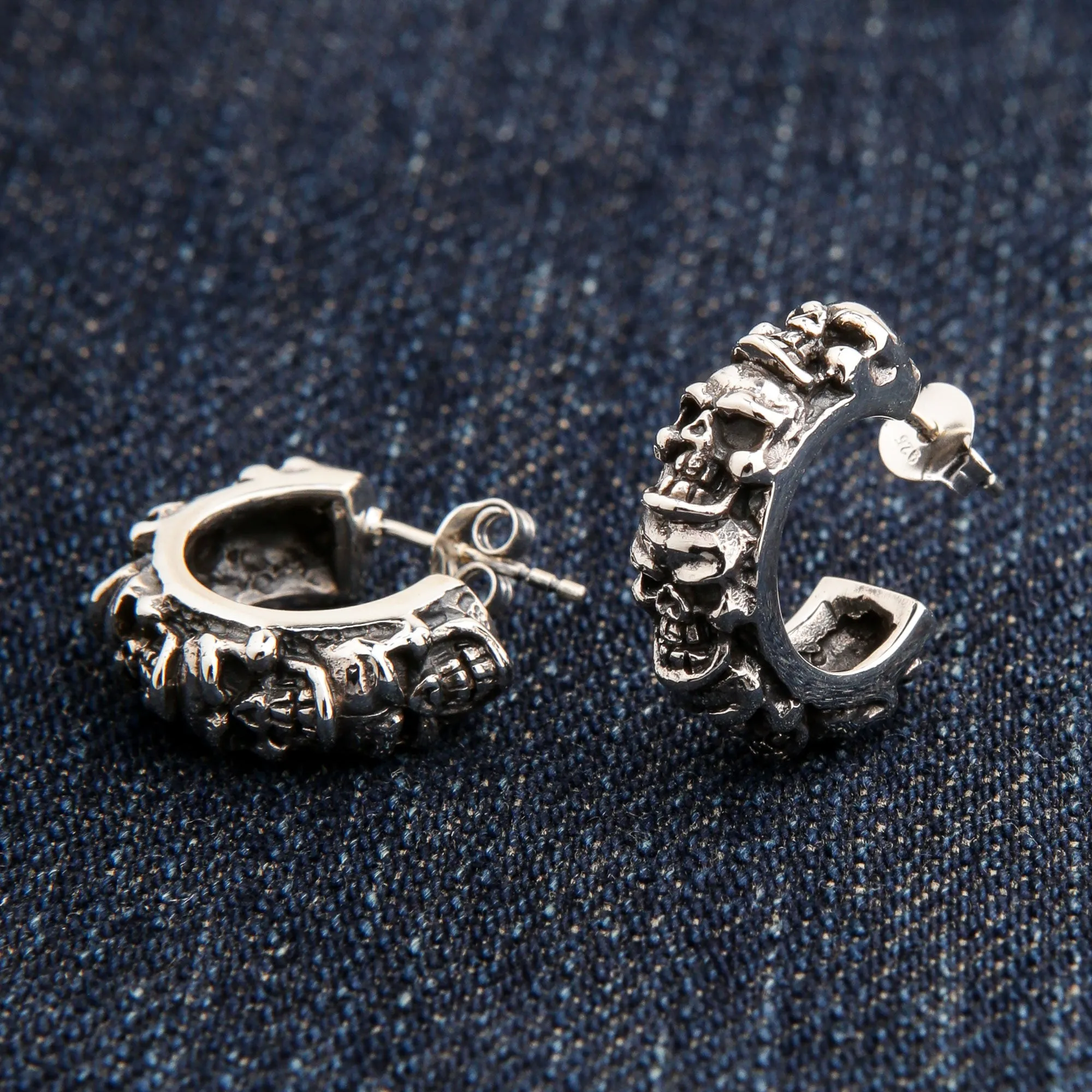 Stack Skull Sterling Silver Gothic Earrings