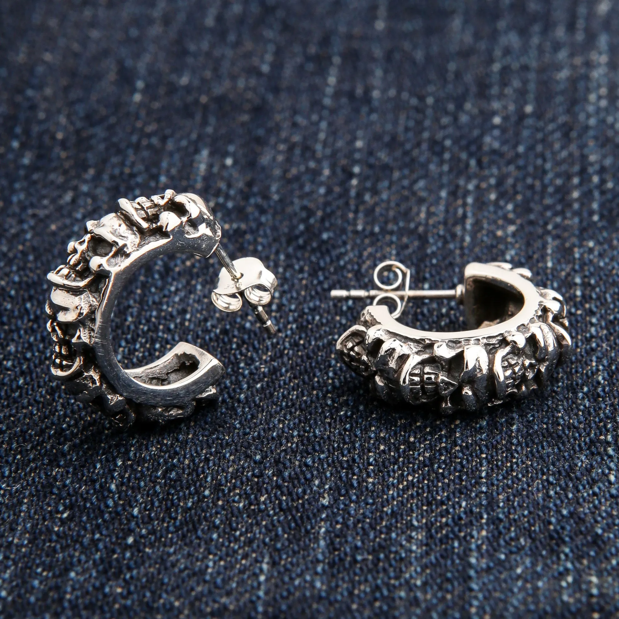 Stack Skull Sterling Silver Gothic Earrings