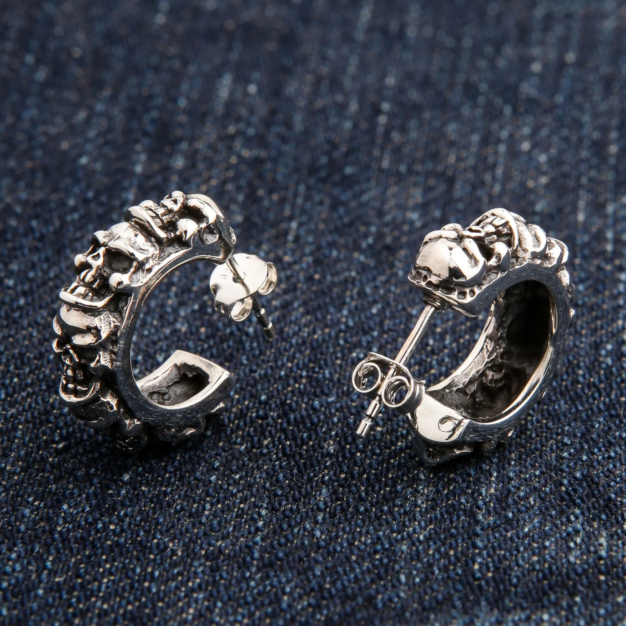 Stack Skull Sterling Silver Gothic Earrings