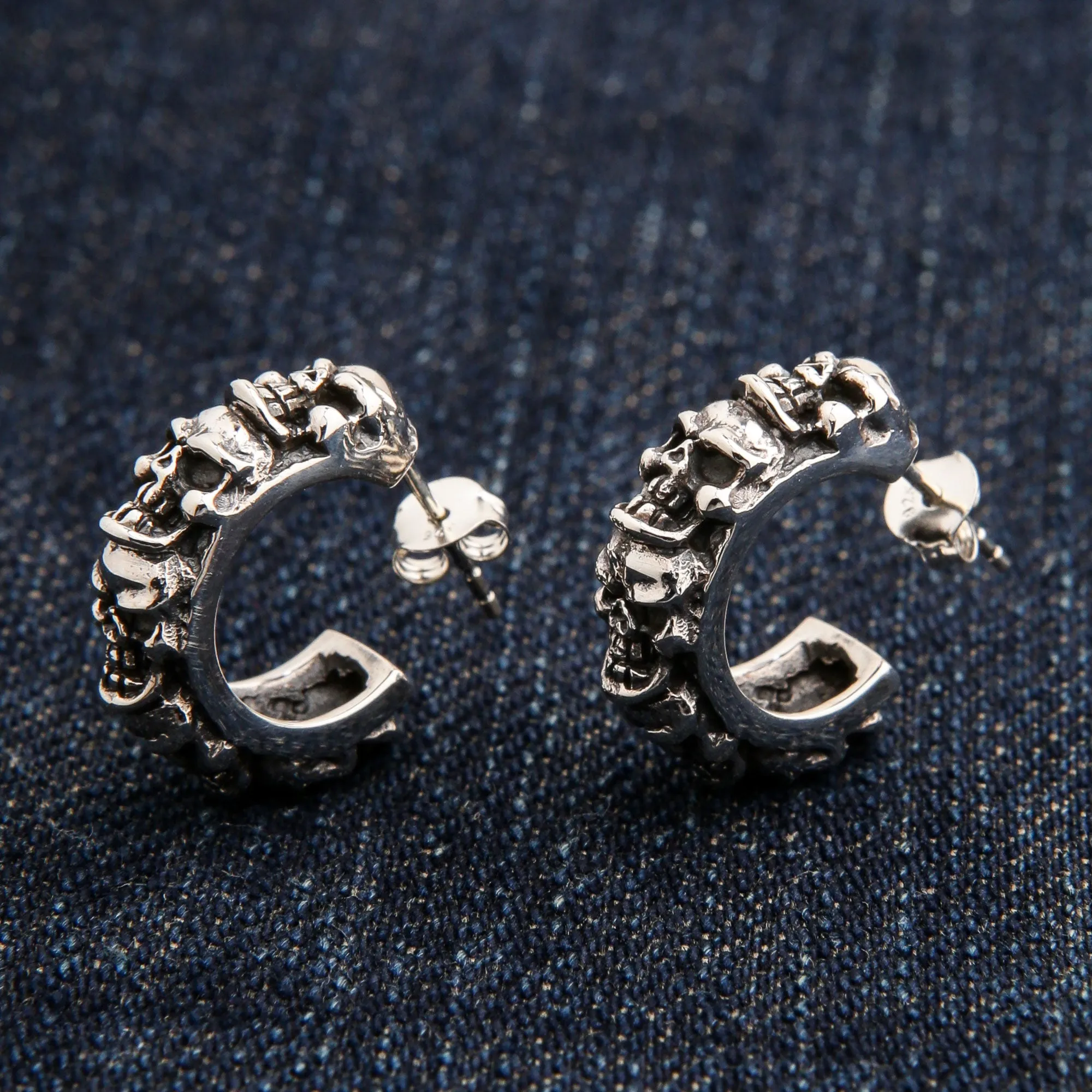 Stack Skull Sterling Silver Gothic Earrings