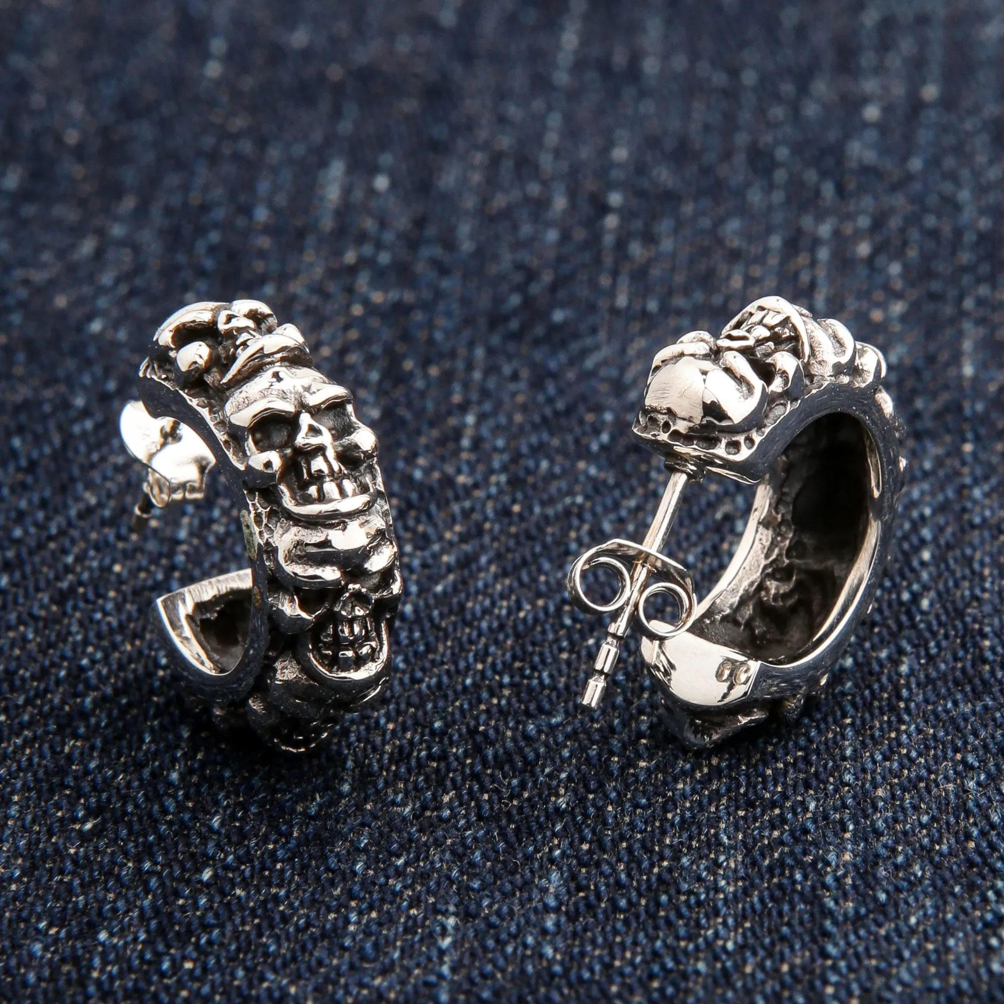 Stack Skull Sterling Silver Gothic Earrings