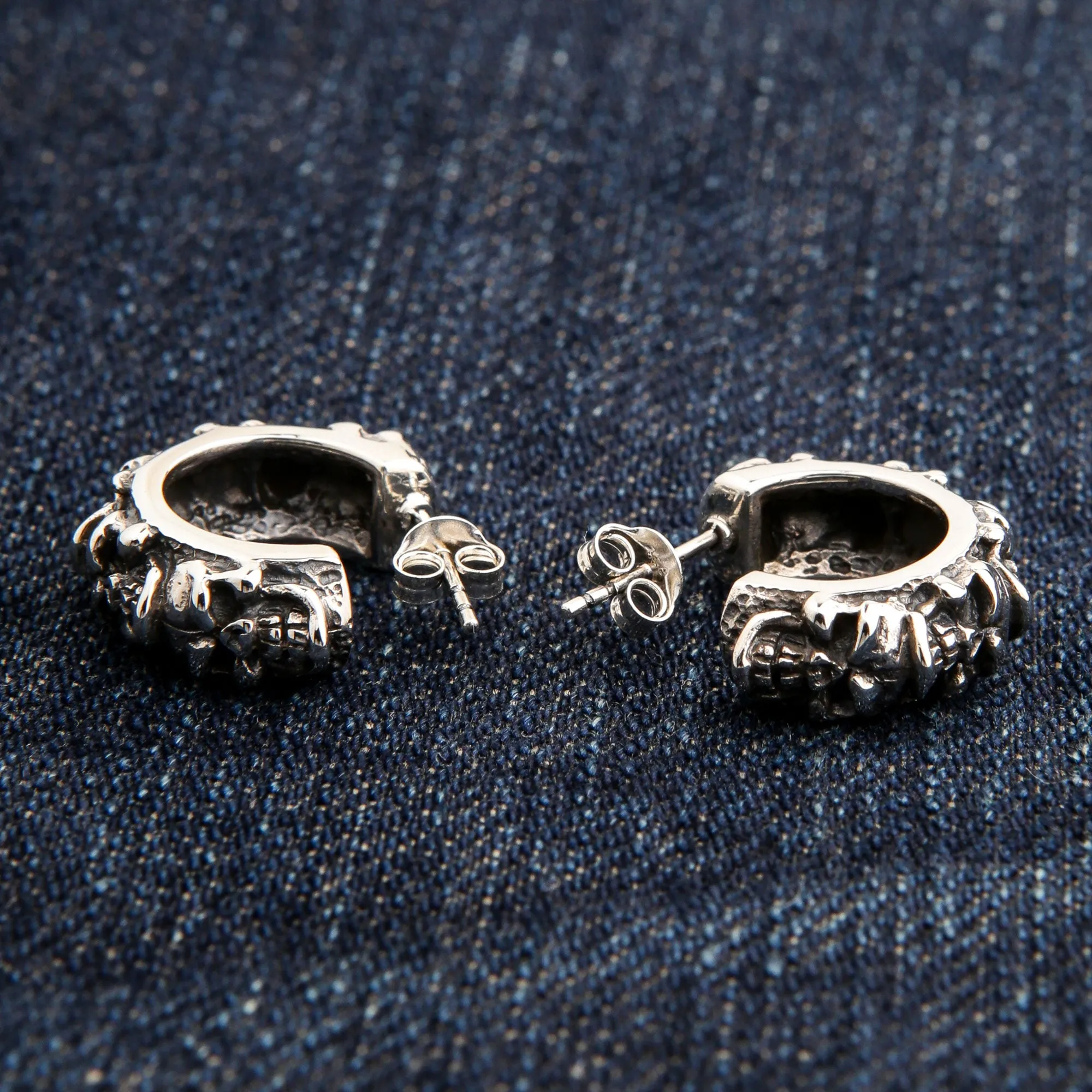 Stack Skull Sterling Silver Gothic Earrings
