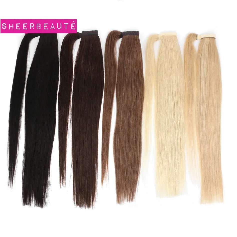 Straight Brazilian Human Hair Ponytail Clip In Extensions