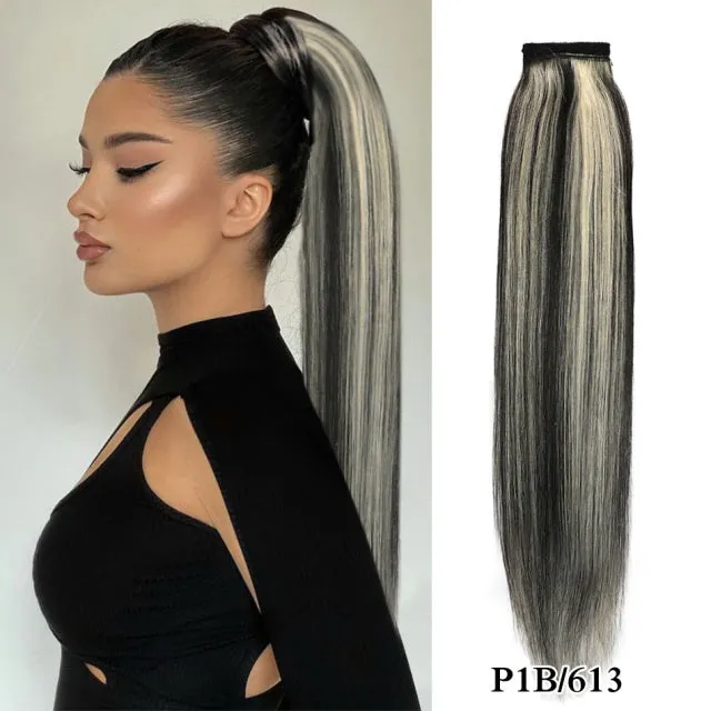 Straight Brazilian Human Hair Ponytail Clip In Extensions