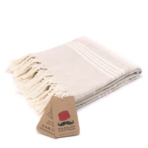 Stripe Turkish Beach & Peshtemal Towel - Beige