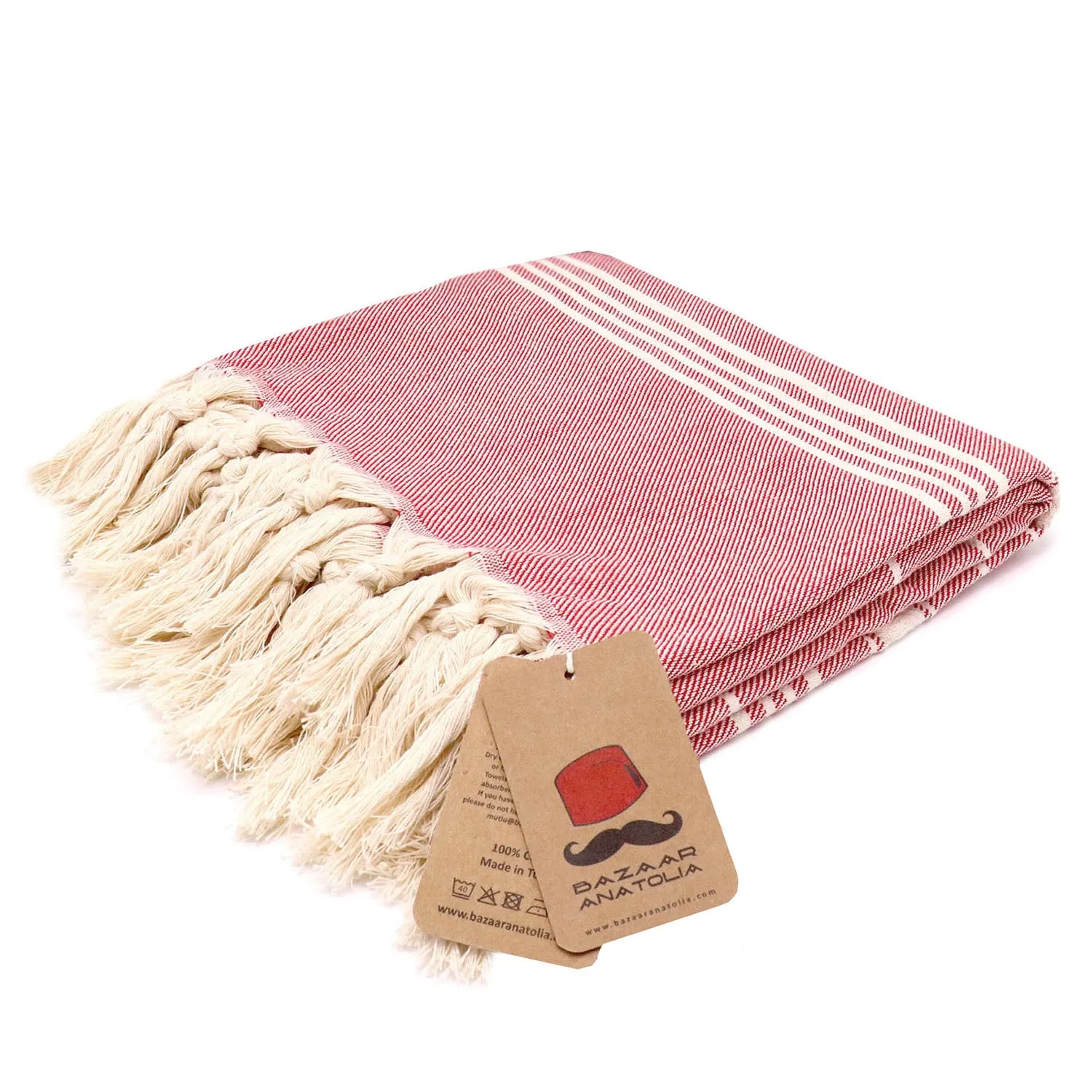 Stripe Turkish Beach & Peshtemal Towel - Fuscia