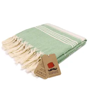 Stripe Turkish Beach & Peshtemal Towel - Green