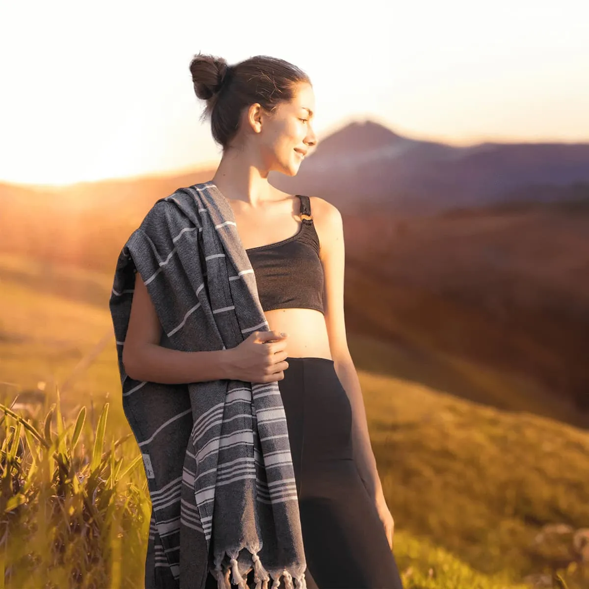 Stripe Turkish Beach & Peshtemal Towel - Orange