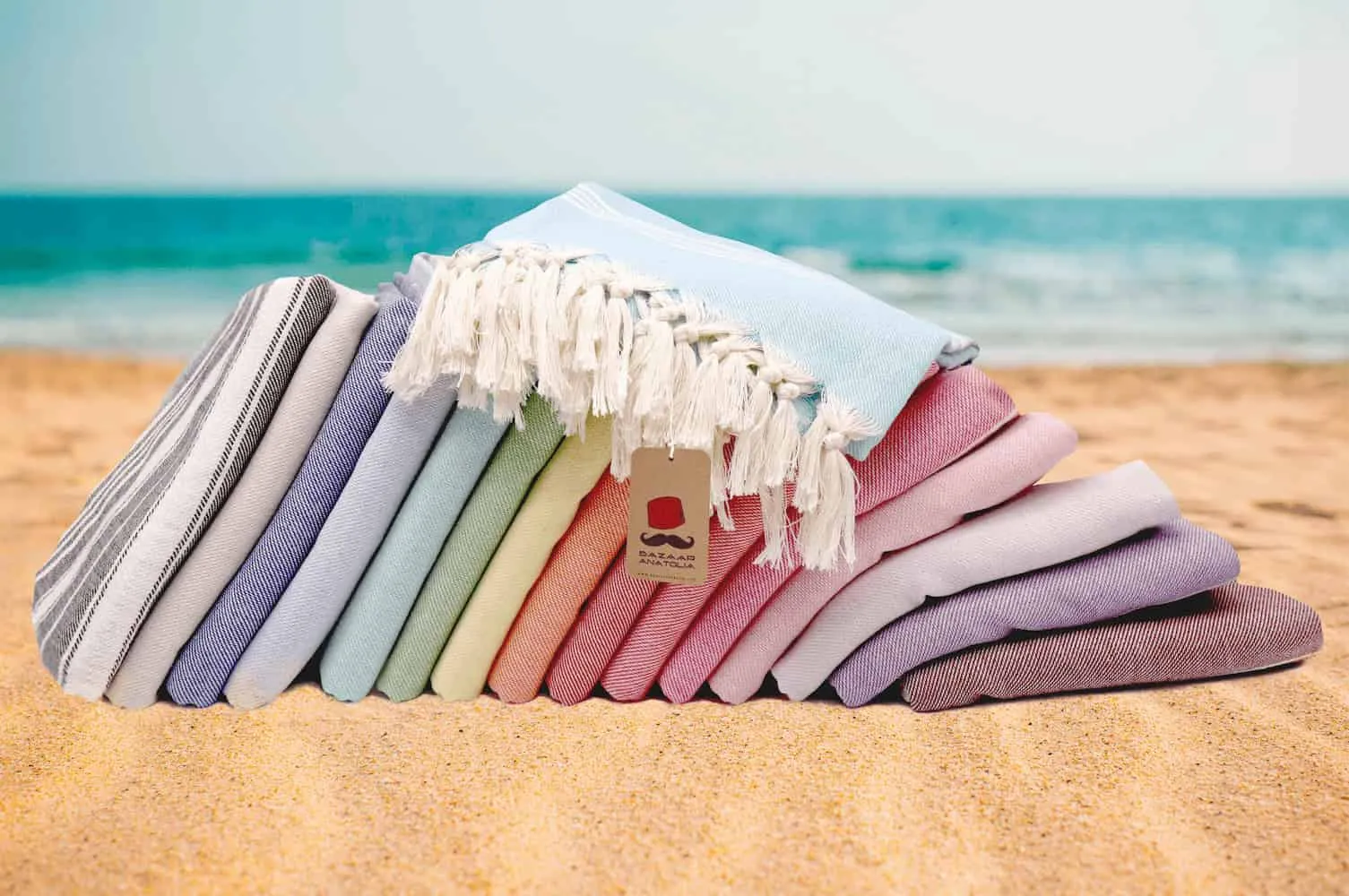 Stripe Turkish Beach & Peshtemal Towel - Orange