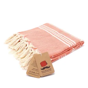Stripe Turkish Beach & Peshtemal Towel - Orange